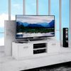Home Collective TV-Schrank 120cm breit Lowboard mit matter Oberfläche Fernsehtisch (abgerundete Kante und Metall-Rollschienen Fernsehkommode) mit 2 Türen und 1 Regal, aus laminiertem Board weiß Bild 3