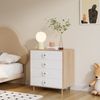 Kleiderschrank & Nachttisch Set 10-Regale Aufbewahrung Glas-Türen Weiß/Holz, Sideboard & Jugendzimmer Bild 5