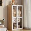 Kleiderschrank & Nachttisch Set 10-Regale Aufbewahrung Glas-Türen Weiß/Holz, Sideboard & Jugendzimmer Bild 3