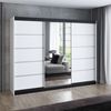 Schwebetrenschrank, 3-trig Schrank 200 cm mit 4 Schubladen, und Spiegel Kleiderschrank VILUNO 3. Farbe: Wei Bild 2
