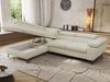 MKS Möbel 'Pablo L-Form' Ecksofa mit Schlaffunktion, verstellbare Kopfstützen, Creme, Schenille glatt, ohne Topper, Links Bild 3