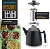 Arendo Teekanne mit Griff aus Metall, Edelstahl Isolierkanne mit Siebeinsatz, 1000 ml, 1 l, (Set, 2-St), Doppelwandige Thermo Isolierung, Kanne mit Teesieb für losen Tee Bild 3
