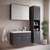 Badplaats Badezimmermöbel Set Paso 80x40 cm – Dunkelgrau – Waschtischunterschrank mit Spiegelschrank und Seitenschrank Bild 3