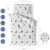 MTOnlinehandel Babybettwäsche Space Rakete • 100x135 + 40x60 cm • Planeten • Sterne, 100% Baumwolle, 2 teilig, Renforcé • Planeten • Weltall • Blau • Weiß • Beige Bild 2