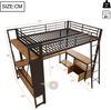 Merax Hochbett, 140 x 200 cm, Kinderbett, Doppelbett, Eisenrahmen, mit LED-Lichtleiste, Schreibtisch, Stauraum, mehreren Regalen, Lochwand, USB-Anschluss, schwarz Bild 4