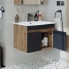 Roomart ATRIA-65 Badmöbel Set– 2-teiliges Badezimmermöbel Set - Waschbecken mit Unterschrank - H 45 x B 45 x T 65 cm • Anthrazit-Eiche Bild 2