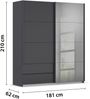 Schwebetürenschrank >Elara< in grau metallic / Grauspiegel - 181x210x62 (BxHxT) Bild 5