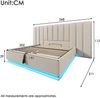 Polsterbett 180x200 cm, Leinenbezug, hydraulischer Bettkasten mit 360° LED und USB‑Typ‑C Ladefunktion,Beige Bild 5