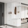 Merax 180cm Garderobenset, Wandgarderobe, Garderoben Set mit Schuhbank und schuhrank, 4 Haken, 6 Türen, 2 Schublade, Weiß Bild 3