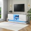 TV-Schrank Weiß matt 160 x 38,5 x 60 cm aus Spanplatte, mit Türen & verstellbarer Glasablage Bild 4