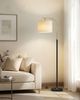 VASAGLE Stehlampe modern mit höhenverstellbarem Bogen, Leselampe mit Fußschalter, für Wohnzimmer, Stoffschirm, E27, schwarz Bild 2