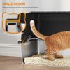 Edelstahl-Katzenklo mit Deckel, XXL Geschlossene Metall-Katzenklo, Katzentoiletten mit Schaufel und Fußstufe, Herausnehmbar, 120° Klappdeckel, Leicht zu Reinigen, Schwarz Bild 5