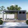 Weide Anbau-Gartenhaus 4x2 m aus Gerätehaus Aluminium & WPC in Anthrazit & Teak Bild 2