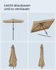 Songmics Sonnenschirm ohne Aufbewahrungstasche, ohne Ständer, UPF 50+, Stahl / Polyester, Taupe, 200 x 150 cm Bild 5