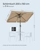 Songmics Sonnenschirm ohne Aufbewahrungstasche, ohne Ständer, UPF 50+, Stahl / Polyester, Taupe, 200 x 150 cm Bild 4