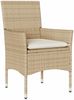 vidaXL 3-tlg. Garten-Essgruppe mit Kissen Beige Poly Rattan und Glas 3278625 Bild 3