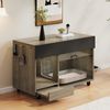 Katzentoilettenschrank 100 x 45,5 x 67 cm aus MDF in Eichefarben mit Schubladen und Rollen Bild 2
