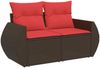 vidaXL 7-teiliges Gartensofa-Set mit Kissen, braun, Polyrattan 3268684 Bild 4