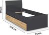 rauch Joel-Extra, Bett, mit 2 Schubladen, Farbe Grau metallic/Eiche Artisan, BxHxT 95x90x209cm Bild 4