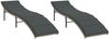 vidaXL Sonnenliegen 2 Stk. mit Auflagen Hellgrau Poly Rattan 3277306 Bild 2