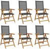 vidaXL Gartenstuhl Verstellbar 6 Stk. Schwarz Poly Rattan Massivholz 3214521 Bild 2