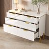 Sideboard Weiß Gold 6 Schubladen modern, Kommode mit Hochglanz Fronten, Aufbewahrungsschrank für Wohnzimmer Esszimmer Flur Bild 4
