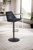 Barhocker Samt Schwarz mit Lehne höhenverstellbar 86-106cm Metallfuß gepolstert Bild 3