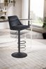 Barhocker Samt Schwarz mit Lehne höhenverstellbar 86-106cm Metallfuß gepolstert Bild 5