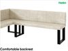 MEBLINI Eckbank für Esszimmer mit ausziehbarem Tisch - Küchenbank - Essecke - Sitzecke Küche - PETER - U-Beine 142x196x87cm Links - Creme Samt/B Weiß Hochgl. Bild 5