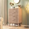 FUROKOY Sideboard Kommode Küchenschrank, Holzbeine (Buffetschrank Hoher Seitenschrank mit 4 Stauraum Schubladen), für Schlafzimmer, Wohnzimmer, Flur, 60 x 34 x 91 cm Bild 2