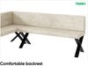 MEBLINI Eckbank für Esszimmer mit ausziehbarem Tisch - Küchenbank - Essecke - Sitzecke Küche - TONI - X-Beine 142x196x87cm Links - Creme Samt/B Weiß Hochgl. Bild 5
