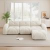 3-Sitzer Sofa 281×171×76 cm aus Chenille rahmenlos modular mit Hockern, weiß Bild 3