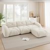 3-Sitzer Sofa 281×171×76 cm aus Chenille rahmenlos modular mit Hockern, weiß Bild 2