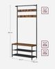 Vasagle Kleiderständer, Garderobe, Garderobenständer, Kleiderstange mit 9 abnehmbaren Haken, Sitzbank, Industrie-Design, für Flur, Schlafzimmer, vintagebraun-schwarz von Songmics HSRDE421 Bild 3