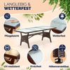 CASARIA® Polyrattan Gartentisch Glasplatte 190x90x74cm braun Bild 3