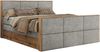 Doppelbett, Boxspringbett mit zwei Multipocket-Matratzen und ein Topper, Bettkästen, Eiche Wotan Holzrahmen, genähtes Kopfteil und Front - ALBERO 2 KING DUO - 140 x 200 cm - Hellgrau Stoff - H4 Bild 4