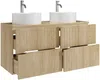 Vente-unique - ORISO Waschbeckenmöbel Holz, Platte Beige - B 46 cm x H 57 cm x L 120 cm Bild 4