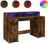 vidaXL LED-Schreibtisch Räuchereiche 140x55x91 cm Holzwerkstoff 3309424 Bild 2