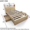 KLAM HOME Einzelbett Holz Einzelbett Mit Schubladen Und Stauraum Für Kleine Räume (Einzelbett 90x200 Mit Kopfteil Ablage Und Offenen Fächern), Zweifarbiges Massivholz Bett Weiß Eiche Praktisches Stauraumbett Bild 3