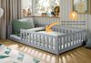 Kids Collective Kinderbett Bodenbett Bett mit Rausfallschutz & Lattenrost Montessori Bett Kinder (Jungen, Mädchen, Kinder, weitere Größen 80x160, 80x180, 90x190, 90x200, 140x200 cm), Jugendbett Einzelbett Aschgrau Kiefer 120x200 cm Bild 4