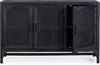 Sideboard Stonwar aus Mangoholz, modernes Design mit Rattan-Türen, schwarz, 125 cm, mit Magnetverschluss Bild 2