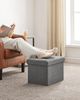 Songmics Sitzhocker mit Stauraum, kleine klappbare Sitzbank, 31x41 cm Fußbank, Aufbewahrungsbox, bis 130 kg belastbar, für Wohnzimmer Schlafzimmer Schlafsaal, dunkelgrau LSF102G01 Bild 2