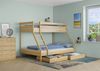 Doppel-Etagenbett 140x200 und 90x200 Erwachsenen-Stockbett Kiefer, Rollrost und Doppelbettkasten inkl. Bild 2