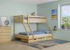 Doppel-Etagenbett 140x200 und 90x200 Erwachsenen-Stockbett Kiefer, Rollrost und Doppelbettkasten inkl. Bild 3