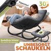 ELONEO Schaukelstuhl Outdoor XXL, ergonomischer Schaukelsessel mit Premium Sitzpolster für drinnen & draußen, Balkonsessel, wetterfester Loungesessel Outdoor, rutschfest, bis 120kg, Grau, mit Hocker Bild 5
