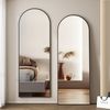 WDWRITTI Ganzkörperspiegel 150x50 Rund Bogen Standspiegel Wandspiegel groß mit ohne beleuchtung (Flurspiegel modern Oval, 1-St, 5mm HD Spiegel, mit Metall Alu Rahmen), 2 Installationsmethoden Bild 5