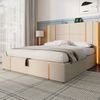 Polsterbett 160x200 cm Beige mit LED-Beleuchtung, USB Typ-C Ladeanschluss, hydraulischem Stauraum & Kopfteil im Goldlinien-Design,inklusive Matratze Bild 4