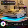 Flieks Doppelbett 120x200cm mit Kopfteil, Schwebebett mit LED-Beleuchtung & Ladestation, Schwarz Bild 5