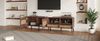 TV-Schrank 200 x 37 x 49,5 cm, braun – mit 2 Rattantüren und 2 Schubladen, platzsparendes Lowboard für bis zu 80 Zoll Bild 2
