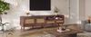 TV-Schrank 200 x 37 x 49,5 cm, braun – mit 2 Rattantüren und 2 Schubladen, platzsparendes Lowboard für bis zu 80 Zoll Bild 3